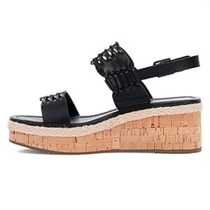 FRYE AND CO. Black and Tan Wedge Sandals